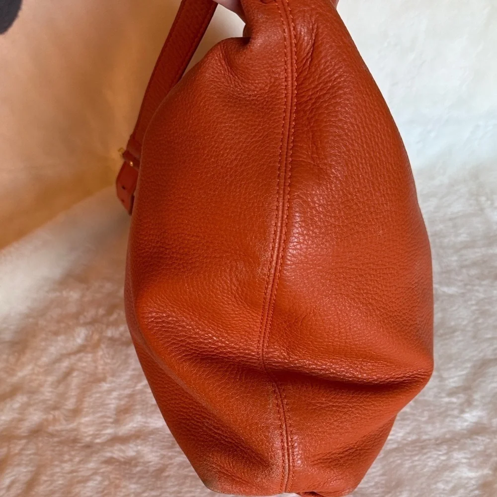 Michael Kors Leather Chain Strap Hobo Leather Shoulder Bag - Burnt Orange